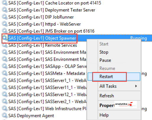 SAS Object Spawner Service in Local Services
